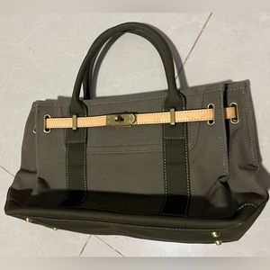 Samantha Thavasa Brown Canvas Top Handle Purse w/ Turn Lock 🇯🇵